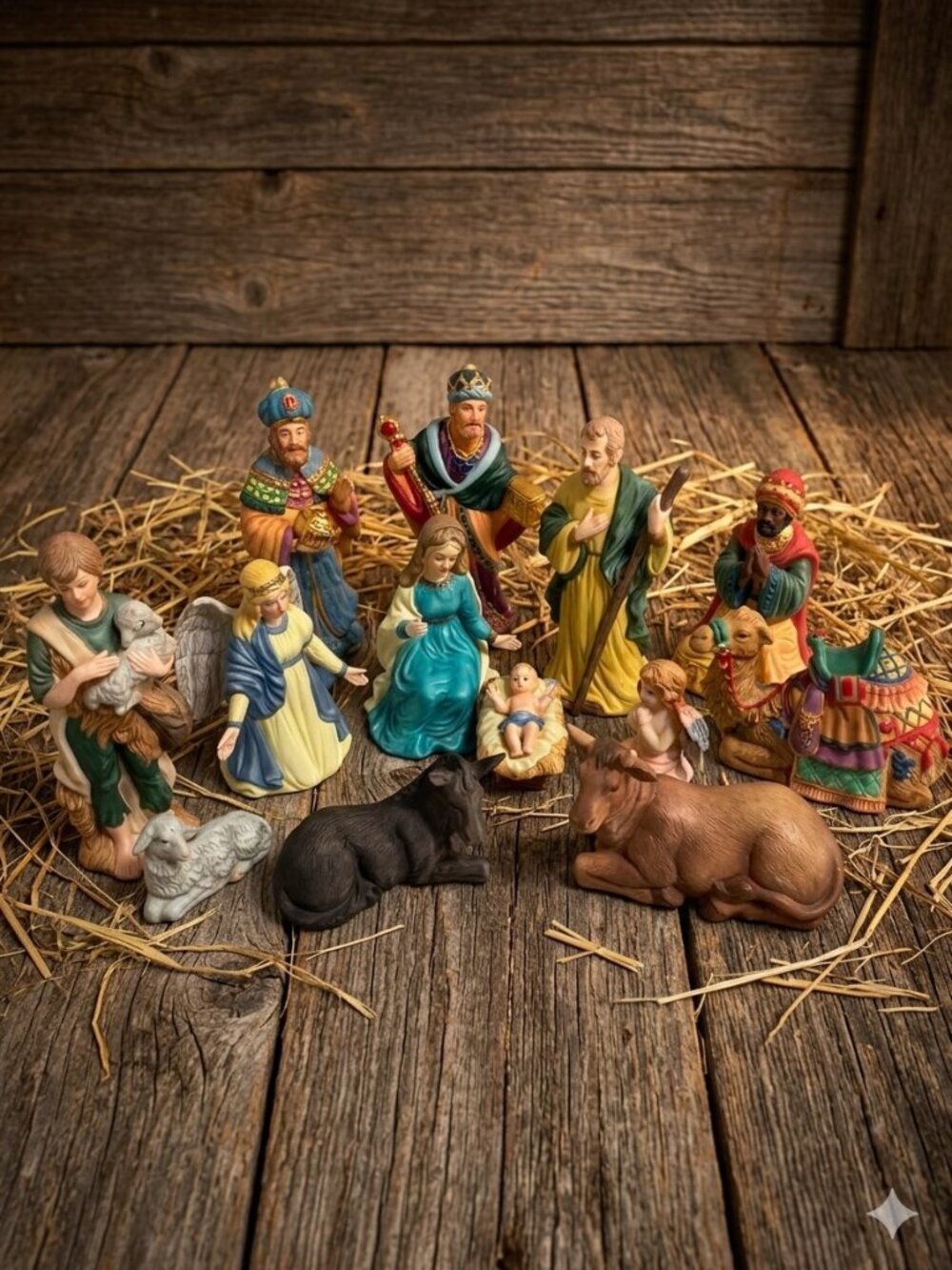 Nativity Set Ceramic Porcelain Christmas 13 pieces